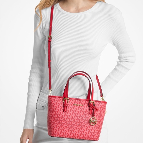 Michael Kors Extra Small Carryall Jet Set Travel in Bright Red - Picture 7 of 7